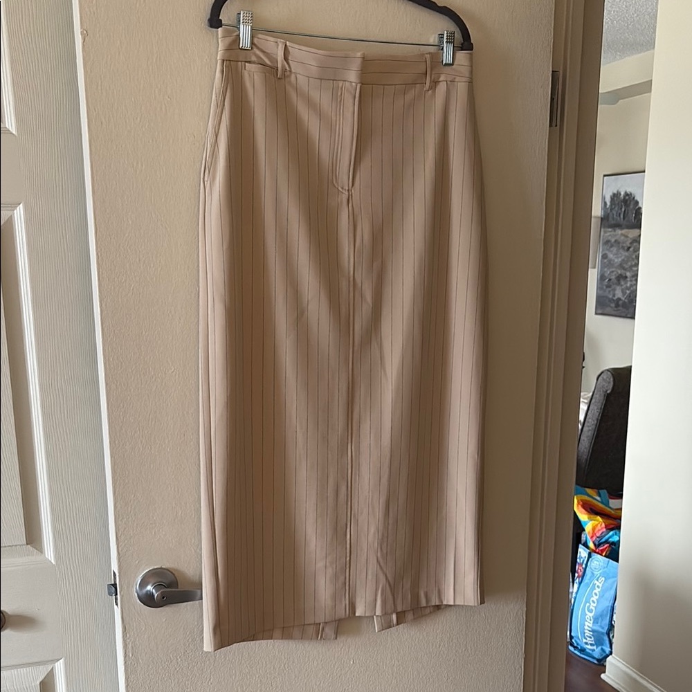 Elegant Tan Pinstripe Skirt